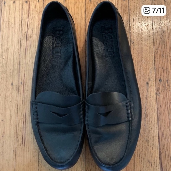 Born Shoes - Born Black Leather Women's Penny Loafers